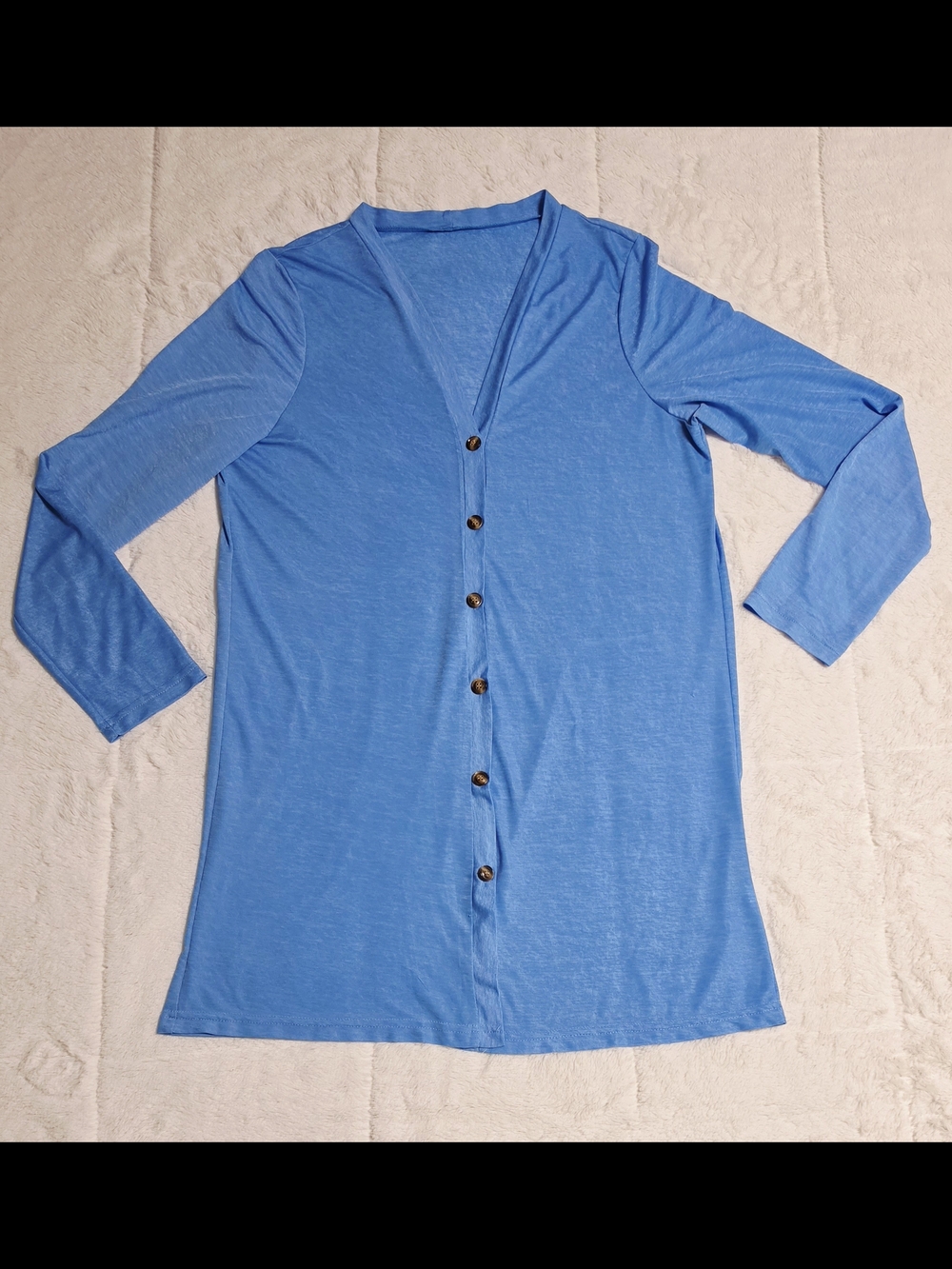 Light Blue Longline Button-Front Women's Cardigan (o1-43)